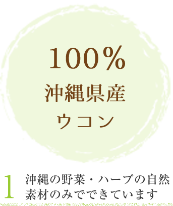 100%沖縄県産オーガニックウコン 1.沖縄の野菜・ハーブの自然素材のみでできています
